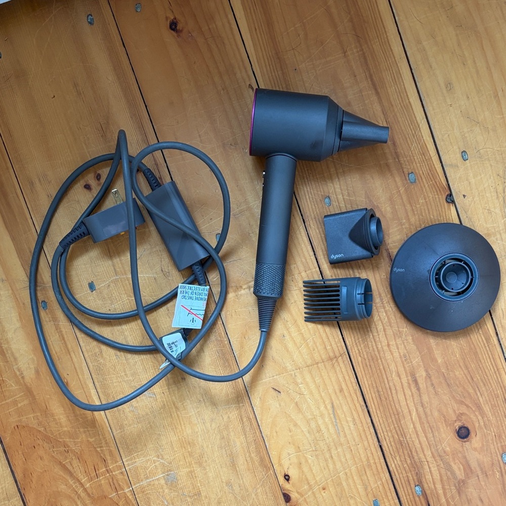 Dyson Hair Dryer in Iron with Pink Accents